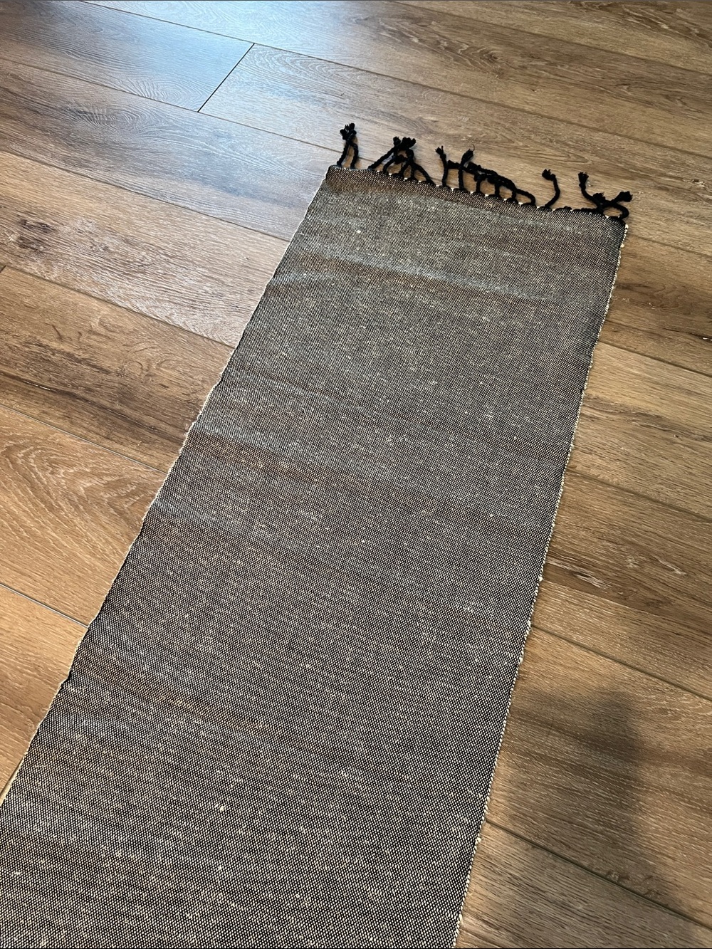 Woven Black Runner with Black Fringe